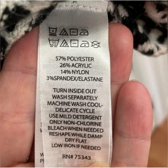 Rachel Zoe black and white patterned knitted coat jacket Size Large - Picture 4 of 4